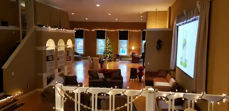 Great room with the projection television