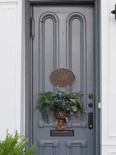 The original door with the Opera House 1875 plaque